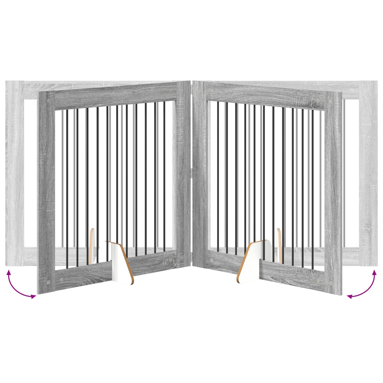 Skládací psí brána se stojany 4 pcs Šedá sonoma 401 cm