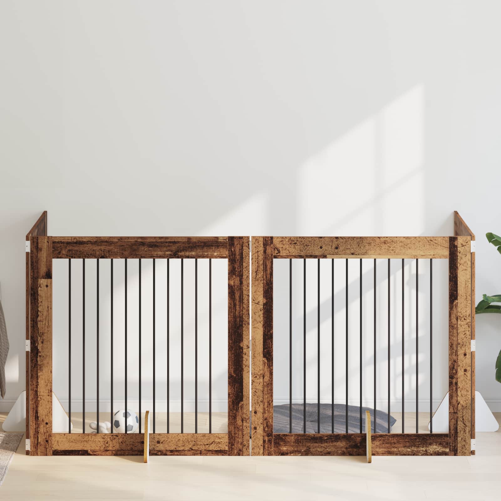 Skládací psí brána se stojany 4 pcs Staré dřevo 401 cm