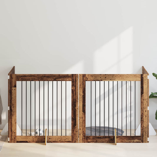 Skládací psí brána se stojany 4 pcs Staré dřevo 401 cm