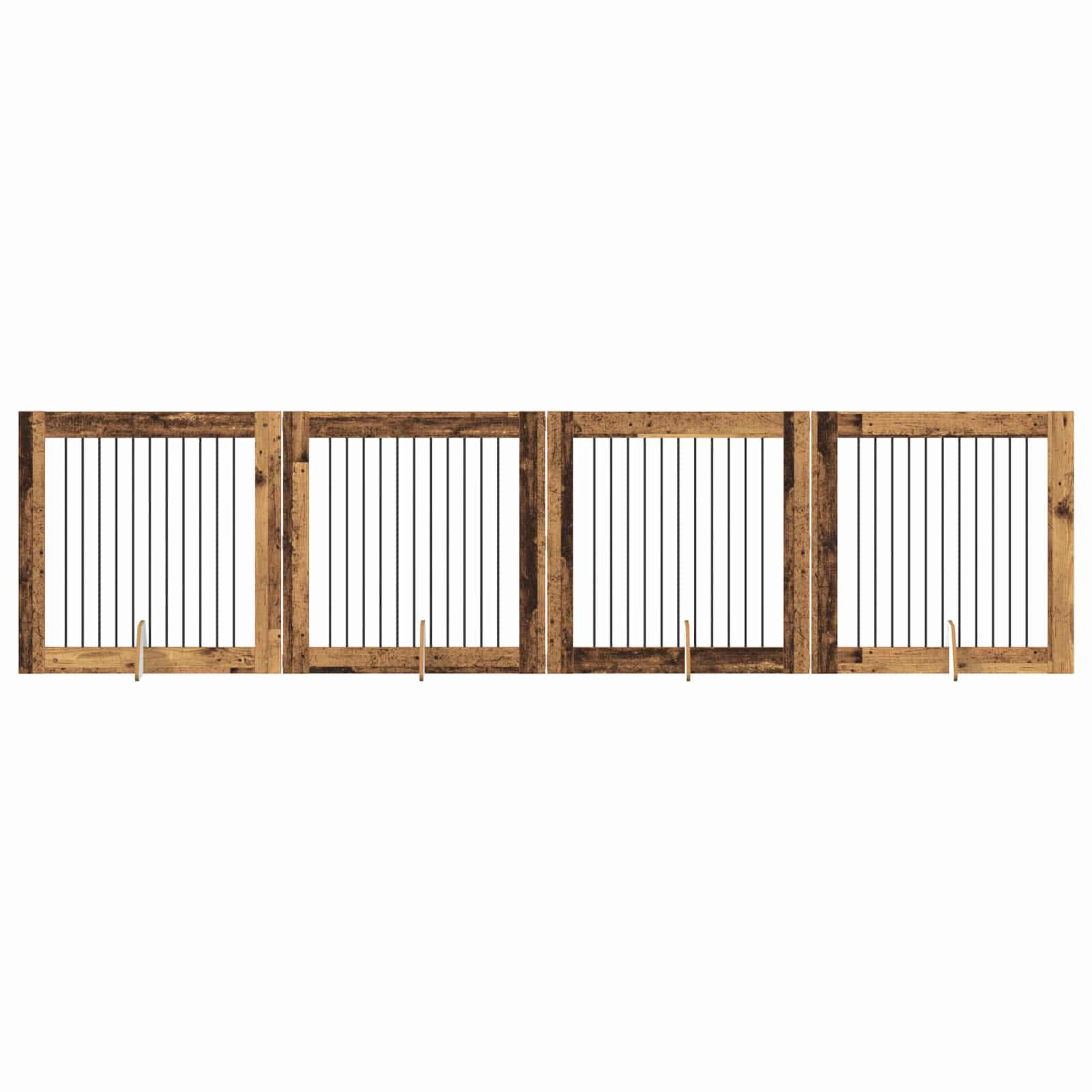 Skládací psí brána se stojany 4 pcs Staré dřevo 401 cm