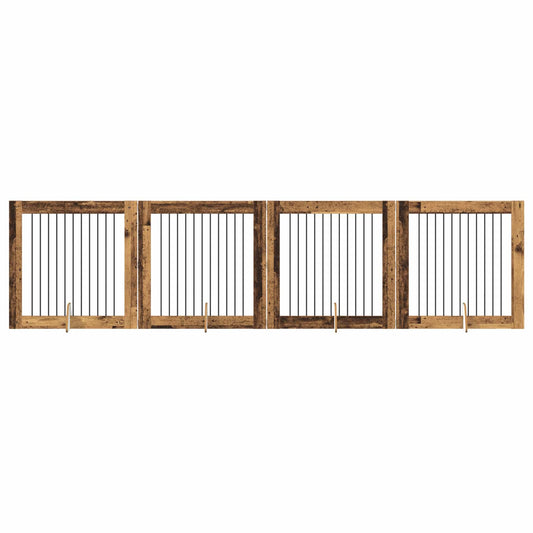 Skládací psí brána se stojany 4 pcs Staré dřevo 401 cm