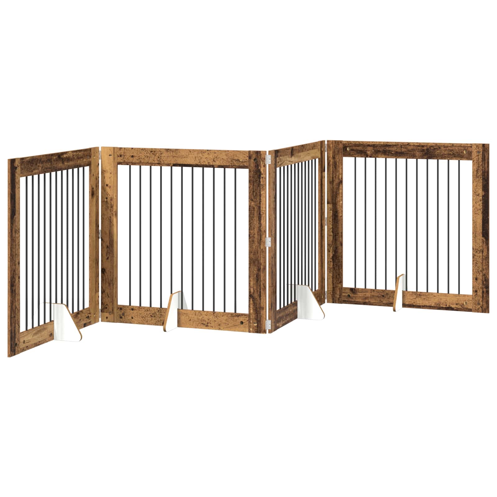 Skládací psí brána se stojany 4 pcs Staré dřevo 401 cm