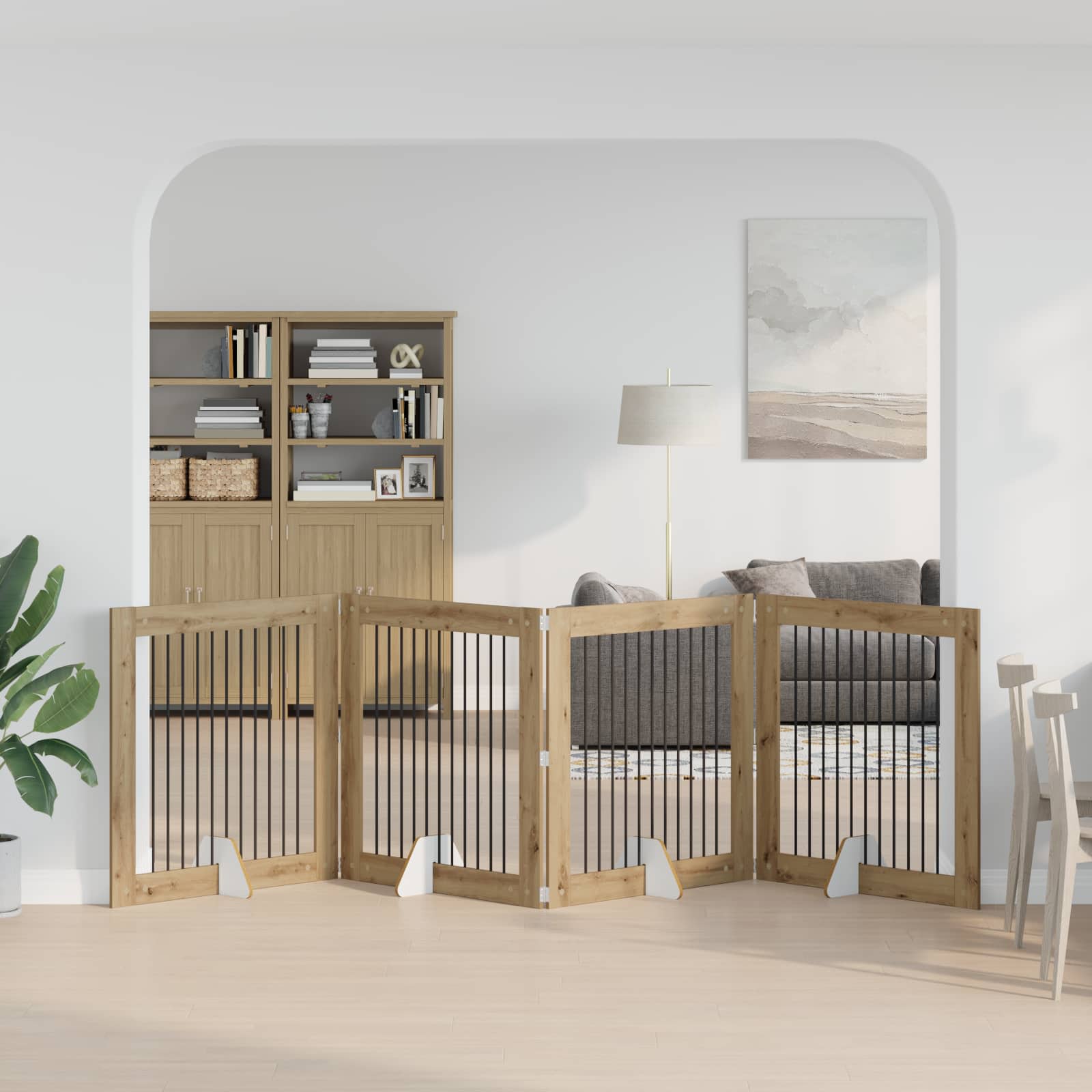 Skládací psí brána se stojany 4 pcs Dub artisan 401 cm