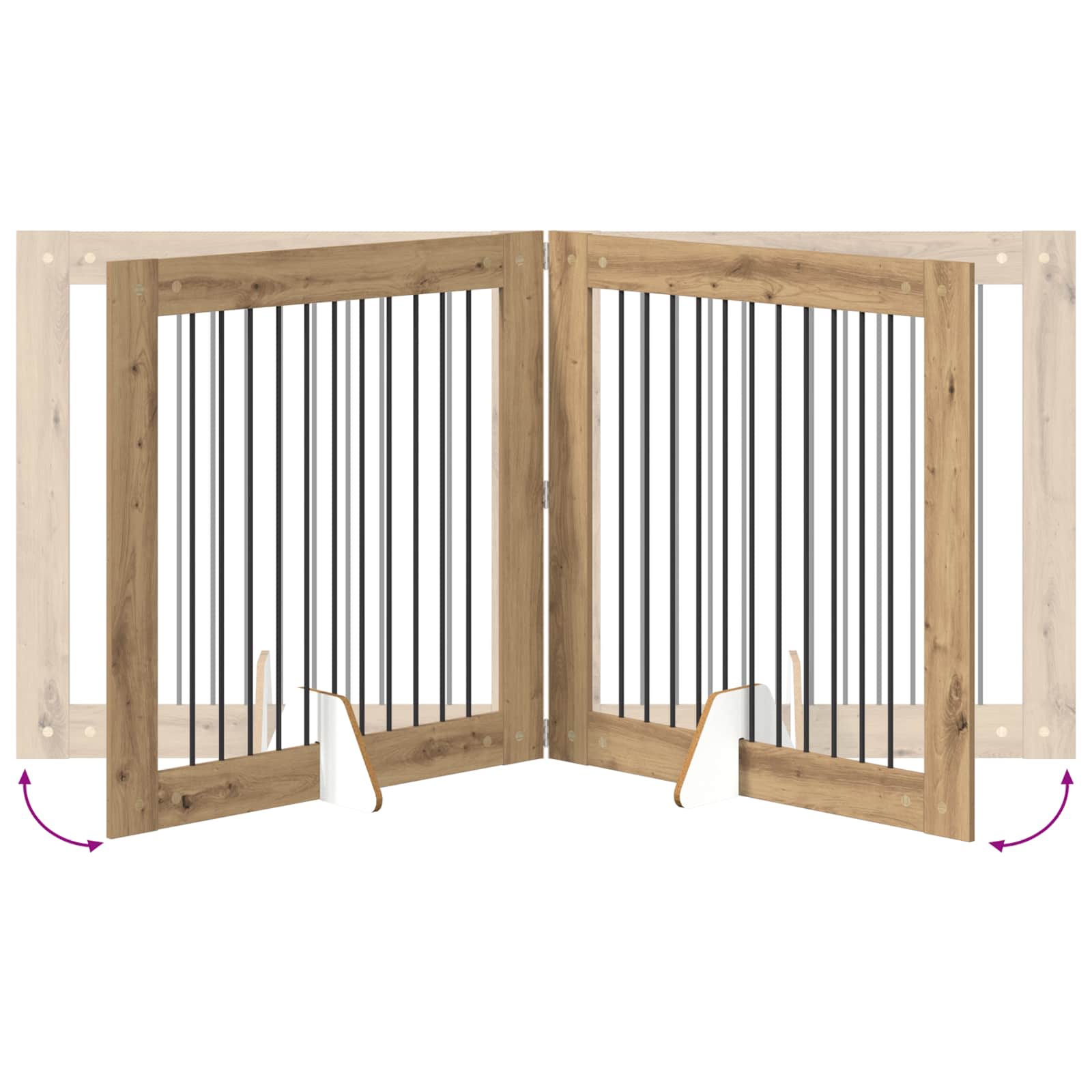 Skládací psí brána se stojany 4 pcs Dub artisan 401 cm