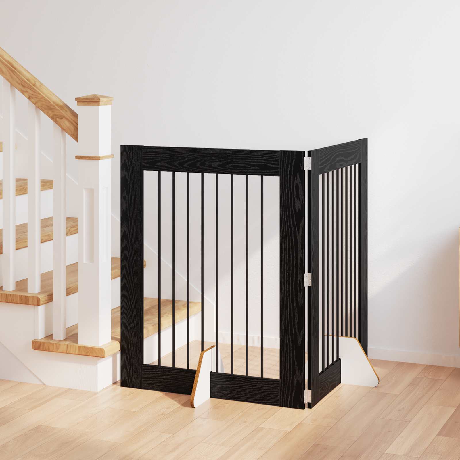 Skládací psí brána se stojany 2 pcs Černý dub 160,5 cm