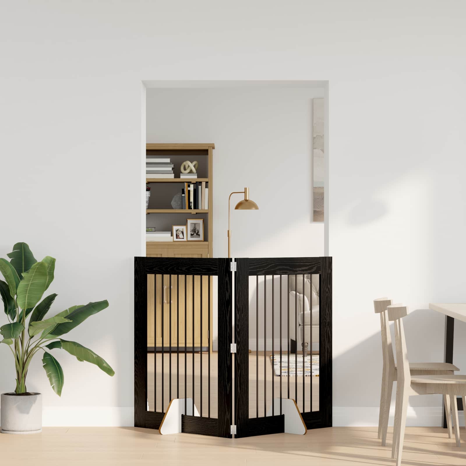 Skládací psí brána se stojany 2 pcs Černý dub 160,5 cm