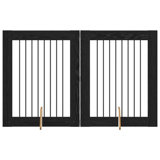 Skládací psí brána se stojany 2 pcs Černý dub 160,5 cm