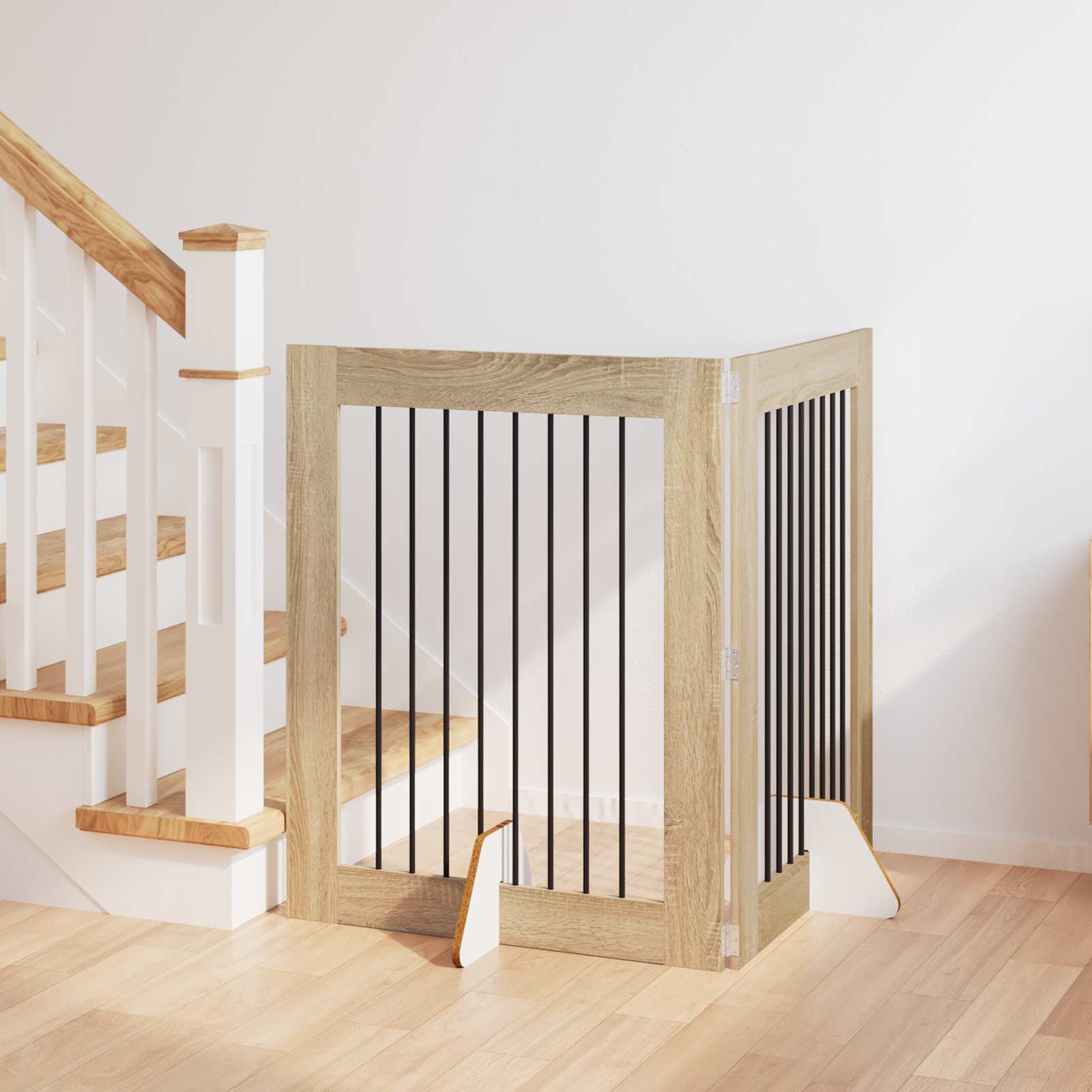 Skládací psí brána se stojany 2 pcs Dub sonoma 160,5 cm