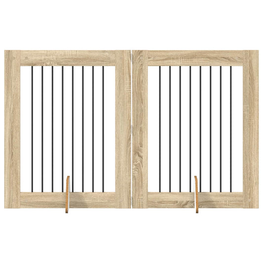 Skládací psí brána se stojany 2 pcs Dub sonoma 160,5 cm