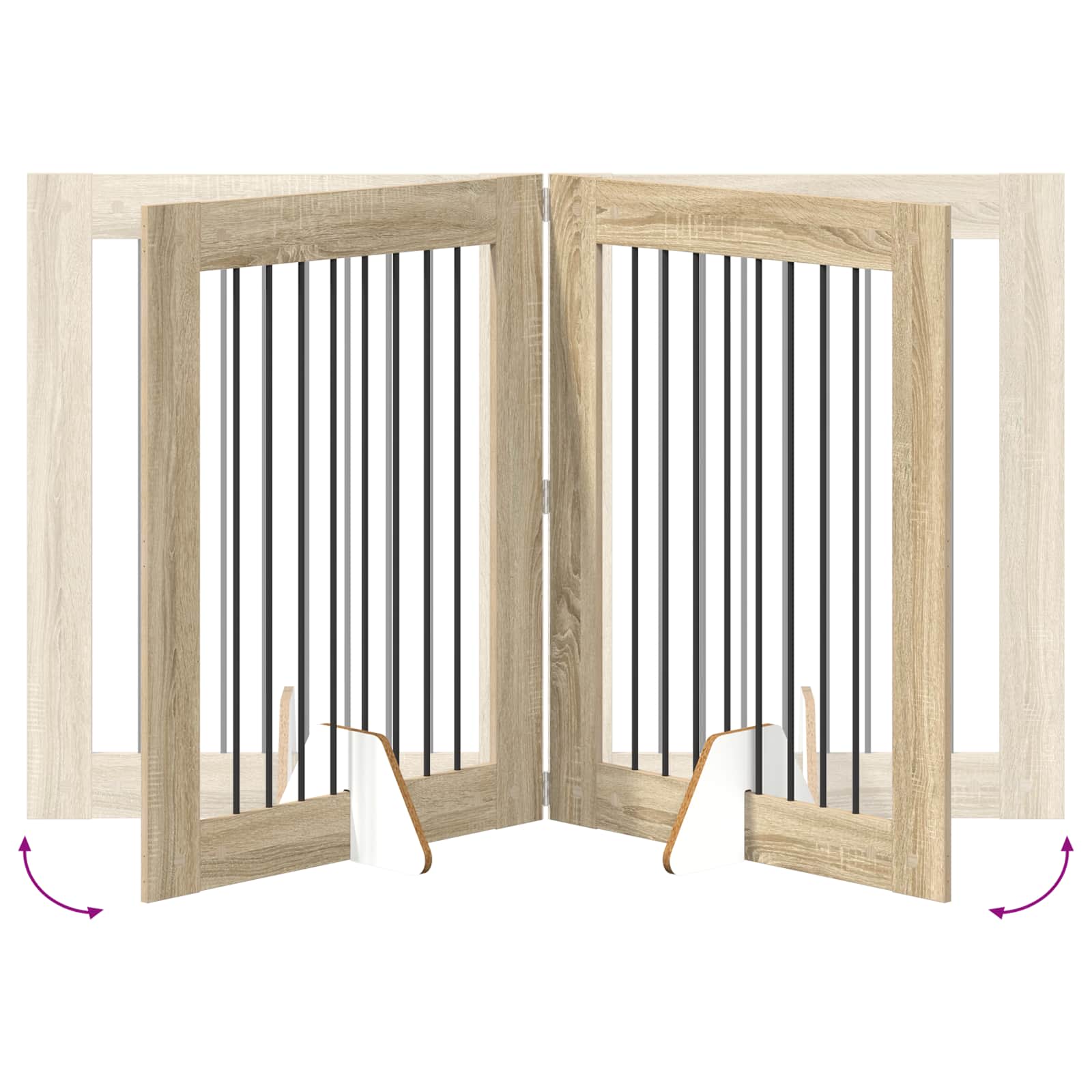Skládací psí brána se stojany 2 pcs Dub sonoma 160,5 cm