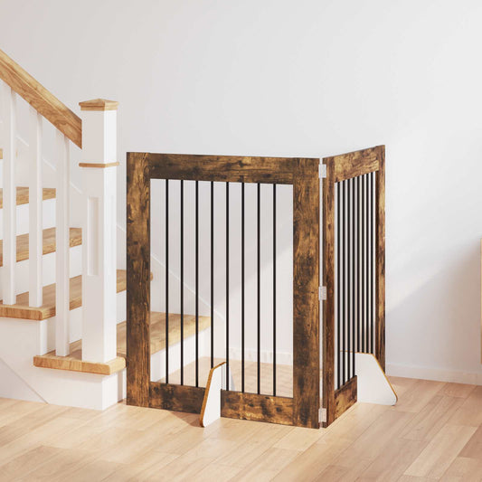 Skládací psí brána se stojany 2 pcs Kouřový dub 160,5 cm