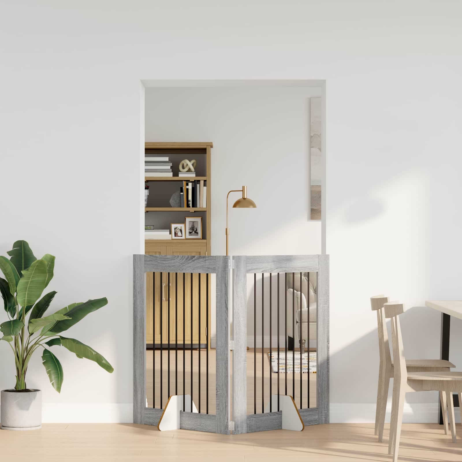 Skládací psí brána se stojany 2 pcs Šedá sonoma 160,5 cm