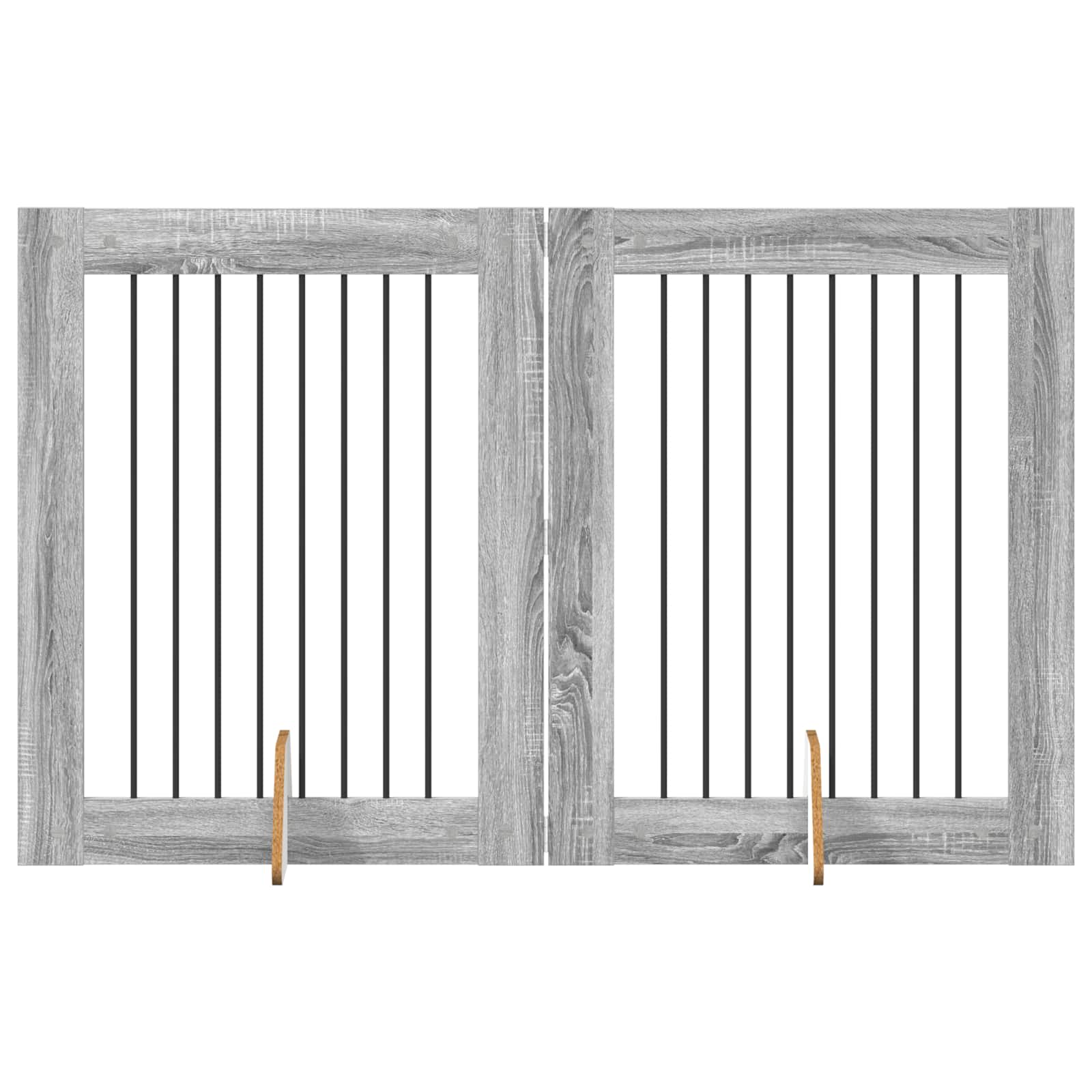 Skládací psí brána se stojany 2 pcs Šedá sonoma 160,5 cm