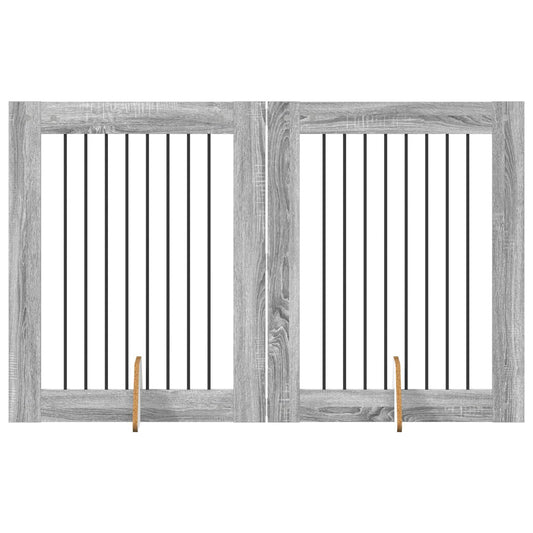 Skládací psí brána se stojany 2 pcs Šedá sonoma 160,5 cm