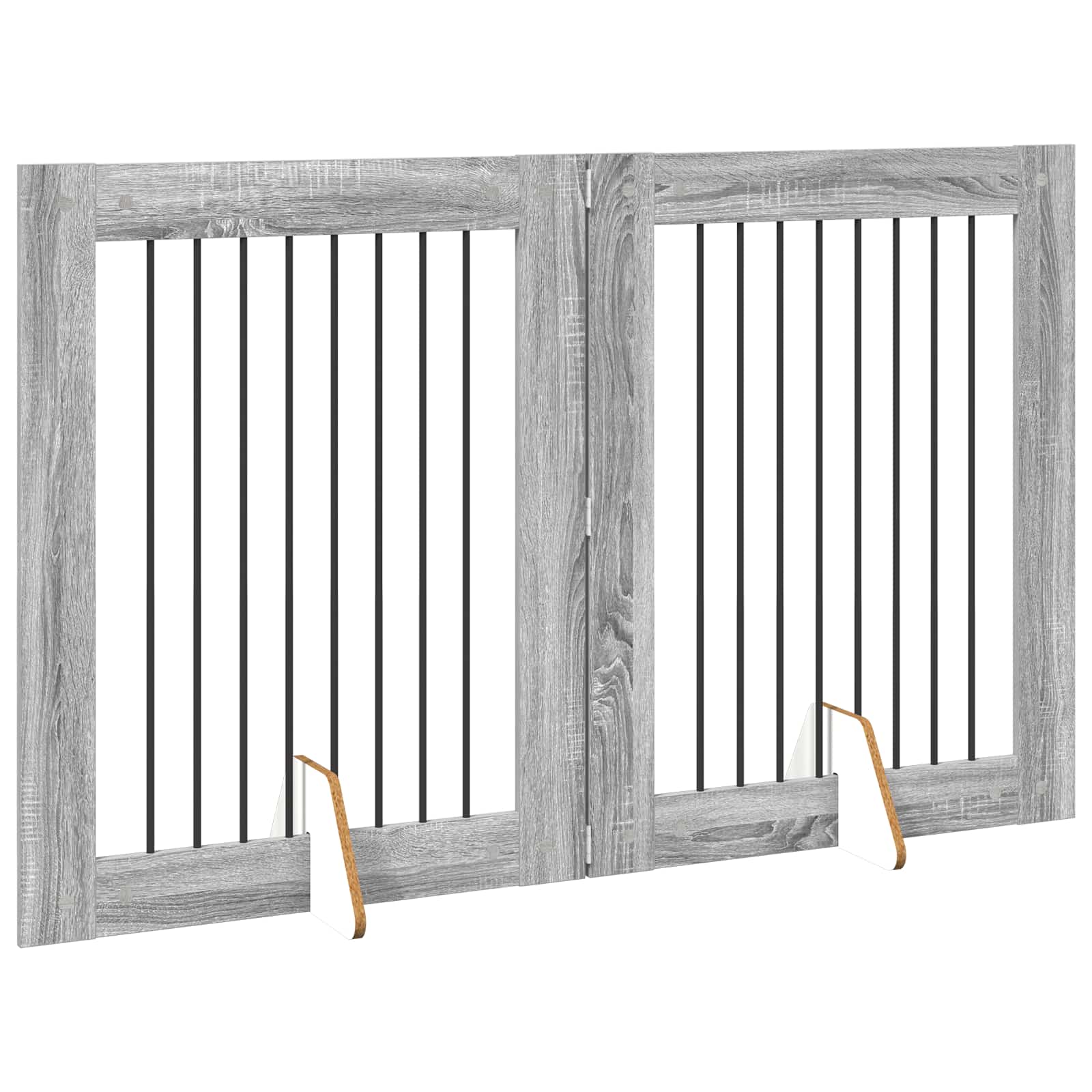 Skládací psí brána se stojany 2 pcs Šedá sonoma 160,5 cm