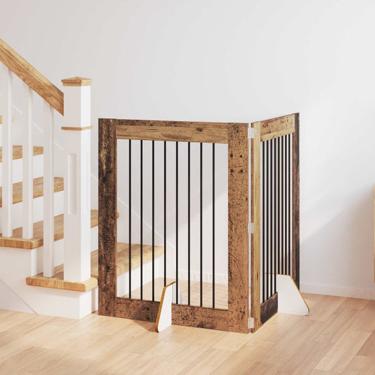 Skládací psí brána se stojany 2 pcs Staré dřevo 160,5 cm