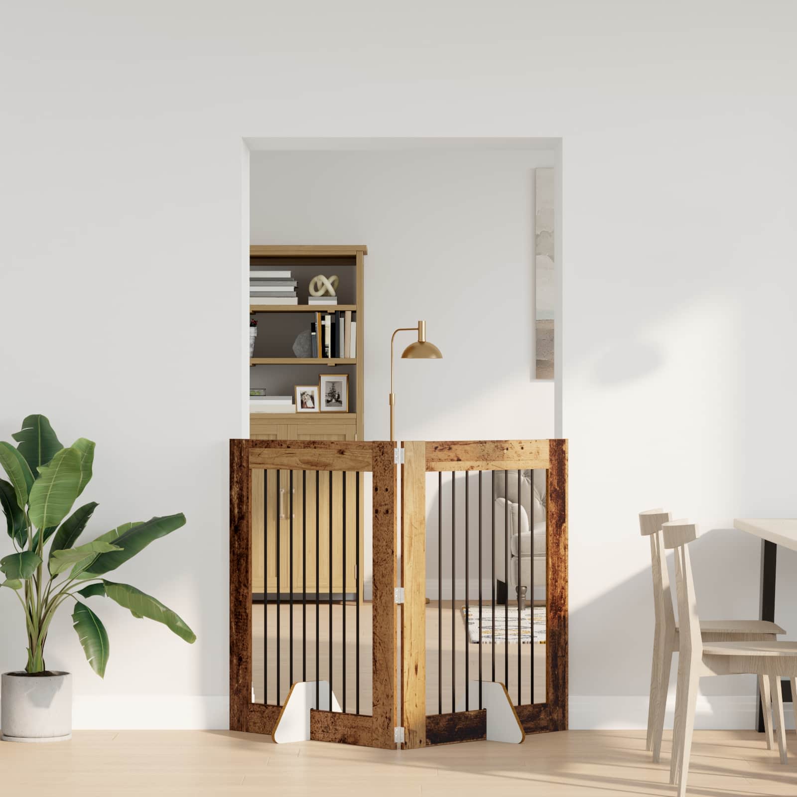 Skládací psí brána se stojany 2 pcs Staré dřevo 160,5 cm