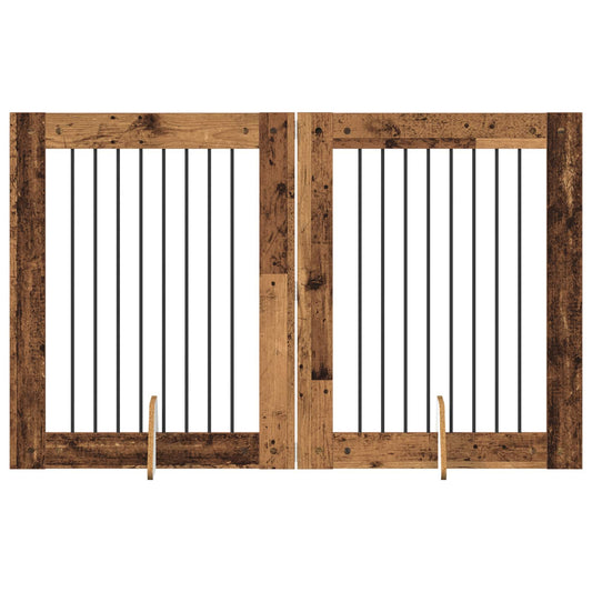 Skládací psí brána se stojany 2 pcs Staré dřevo 160,5 cm