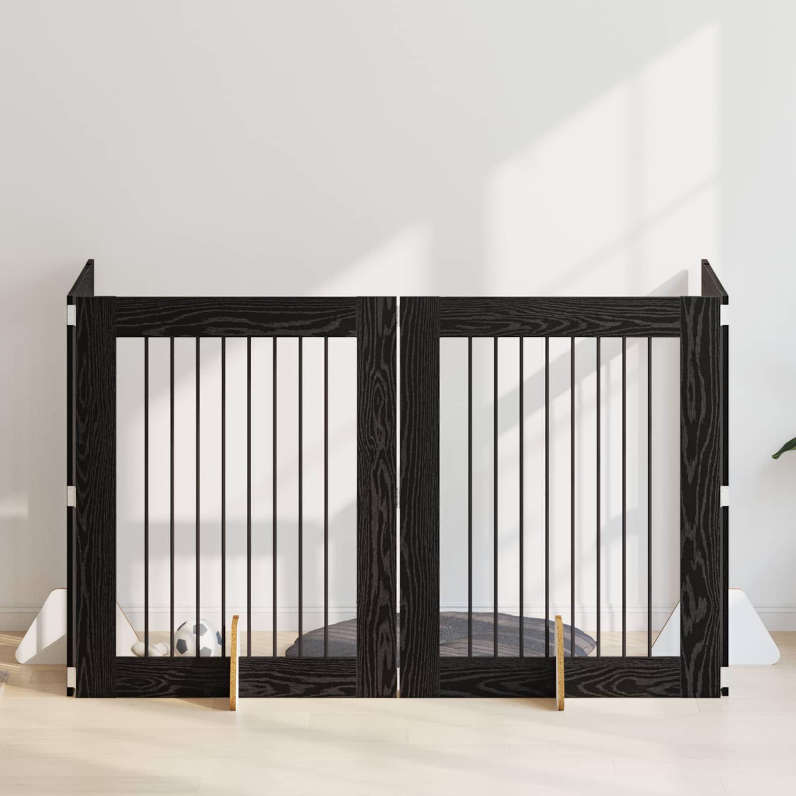 Skládací psí brána se stojany 4 pcs Černý dub 321 cm