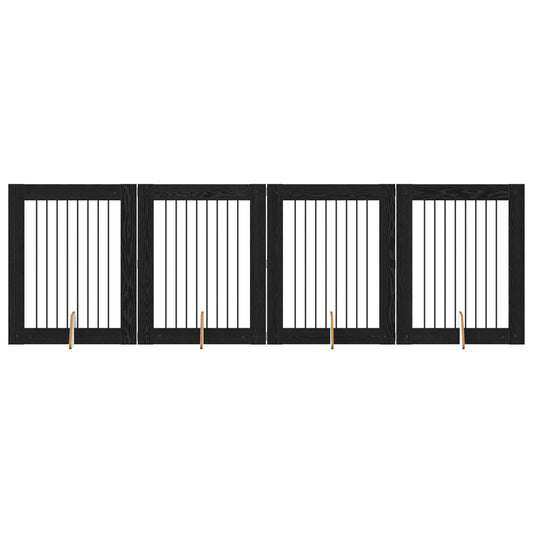 Skládací psí brána se stojany 4 pcs Černý dub 321 cm