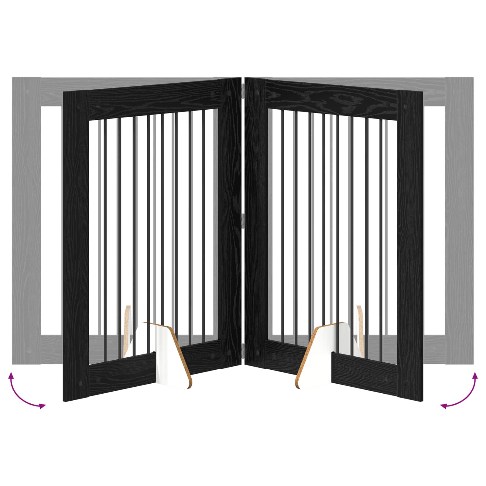 Skládací psí brána se stojany 4 pcs Černý dub 321 cm