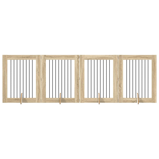 Skládací psí brána se stojany 4 pcs Dub sonoma 321 cm