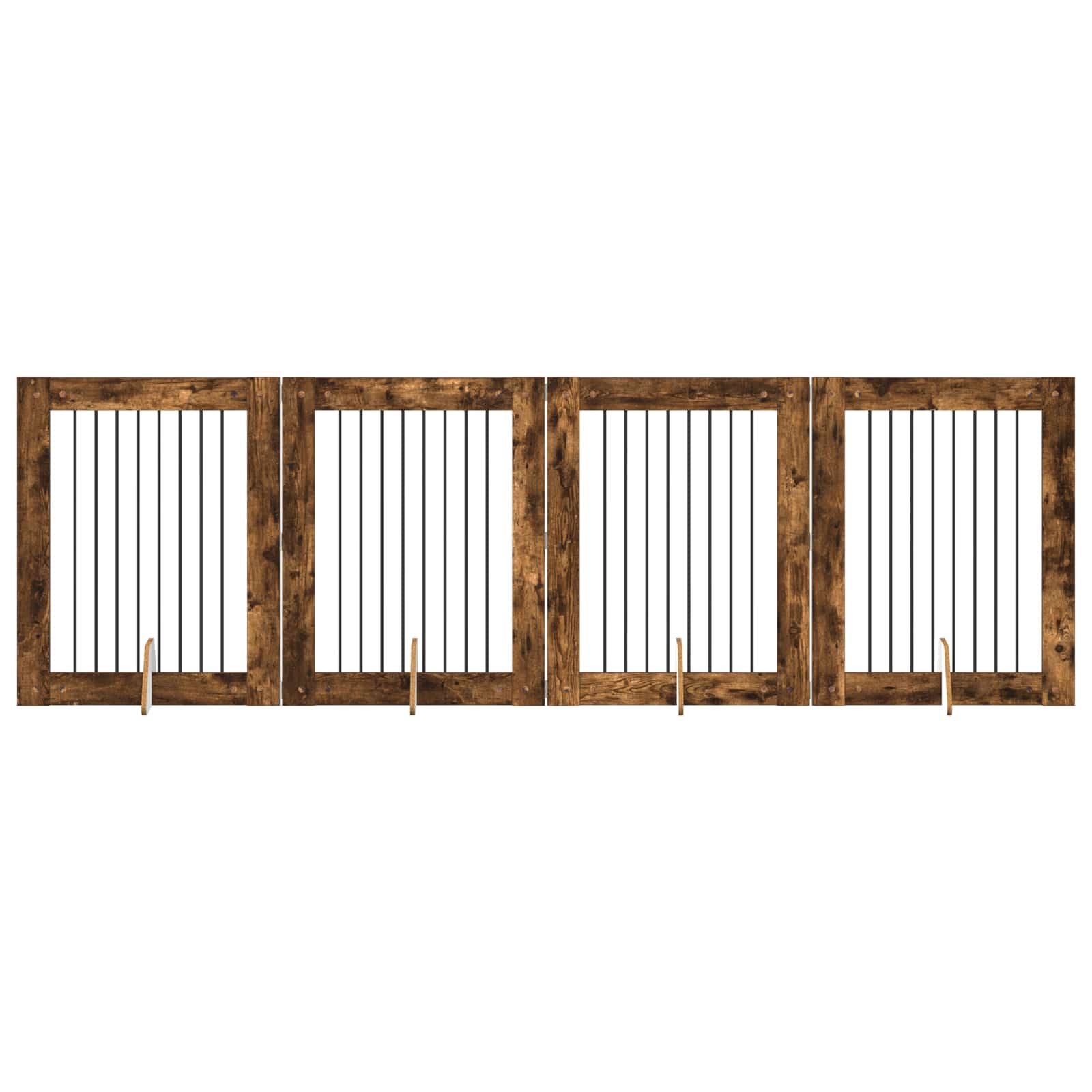 Skládací psí brána se stojany 4 pcs Kouřový dub 321 cm
