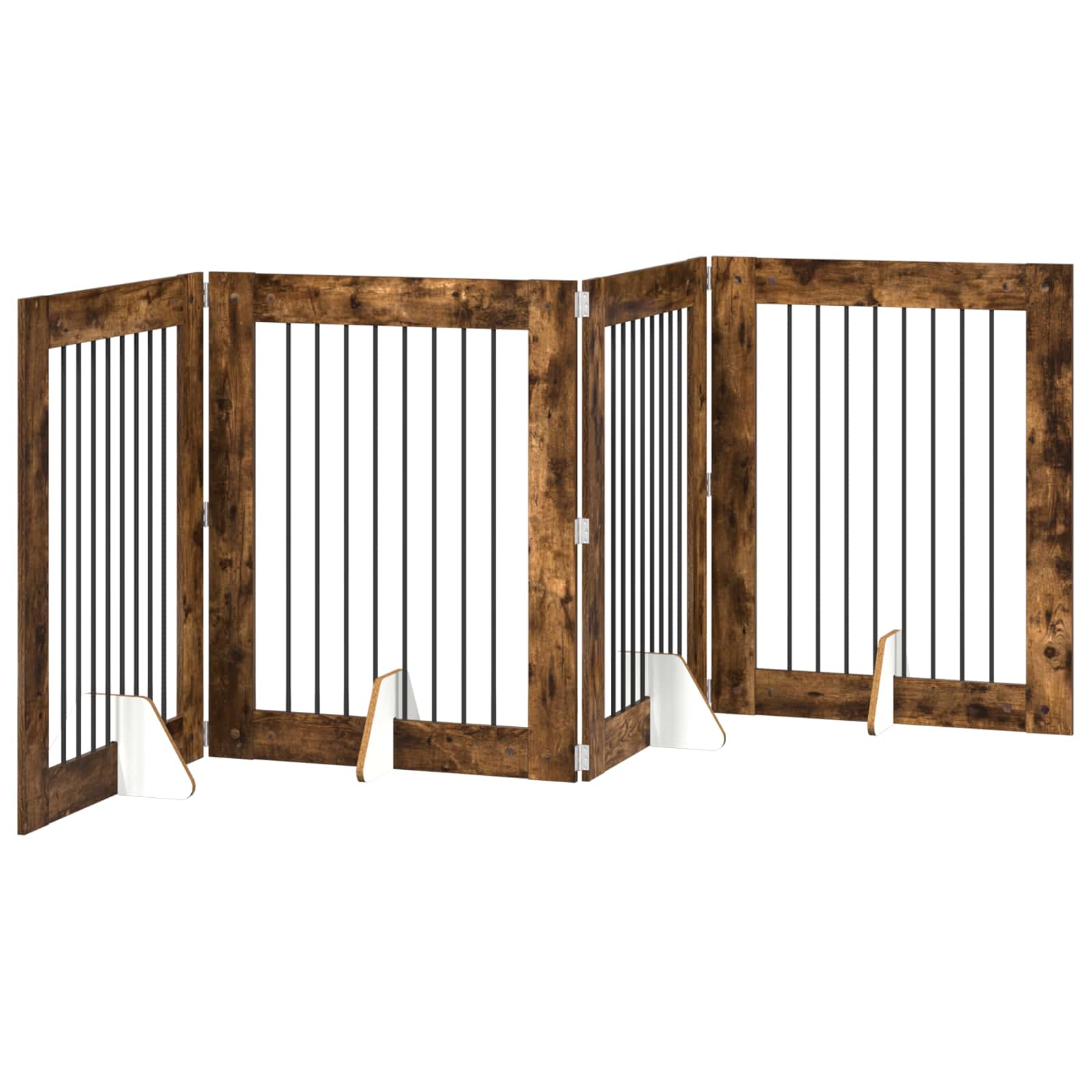 Skládací psí brána se stojany 4 pcs Kouřový dub 321 cm