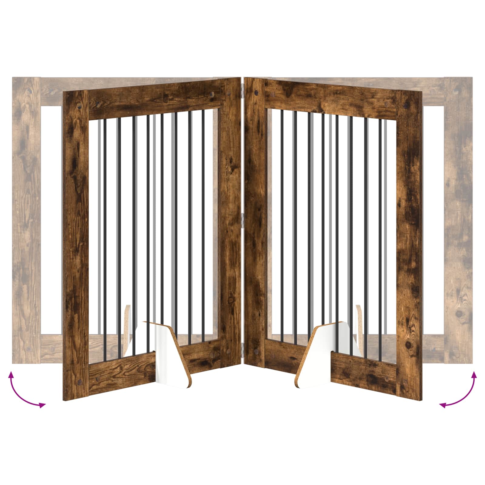Skládací psí brána se stojany 4 pcs Kouřový dub 321 cm