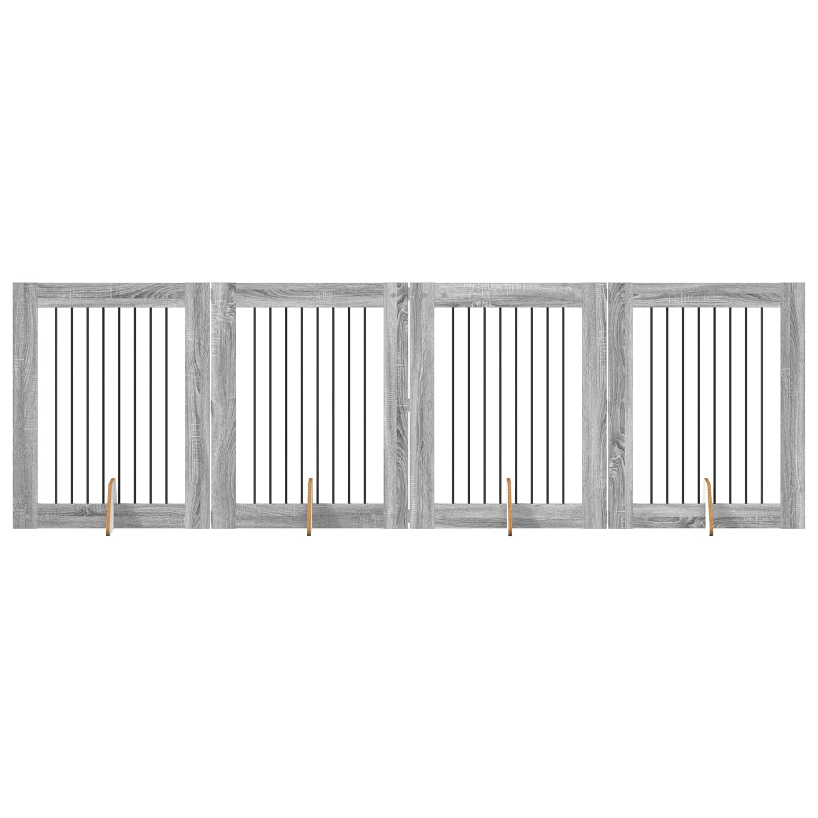 Skládací psí brána se stojany 4 pcs Šedá sonoma 321 cm
