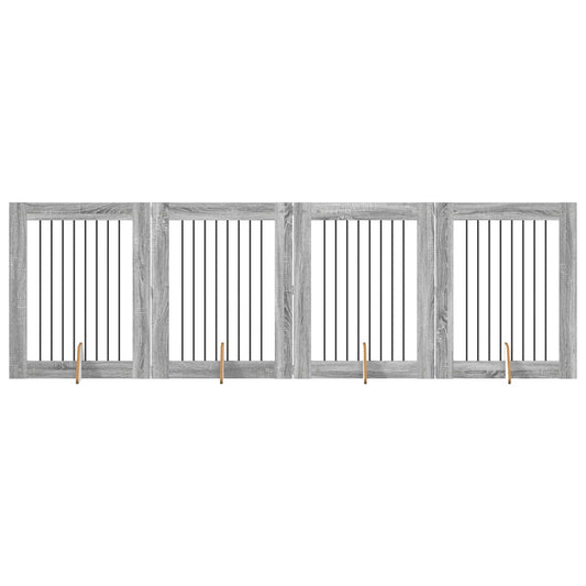 Skládací psí brána se stojany 4 pcs Šedá sonoma 321 cm