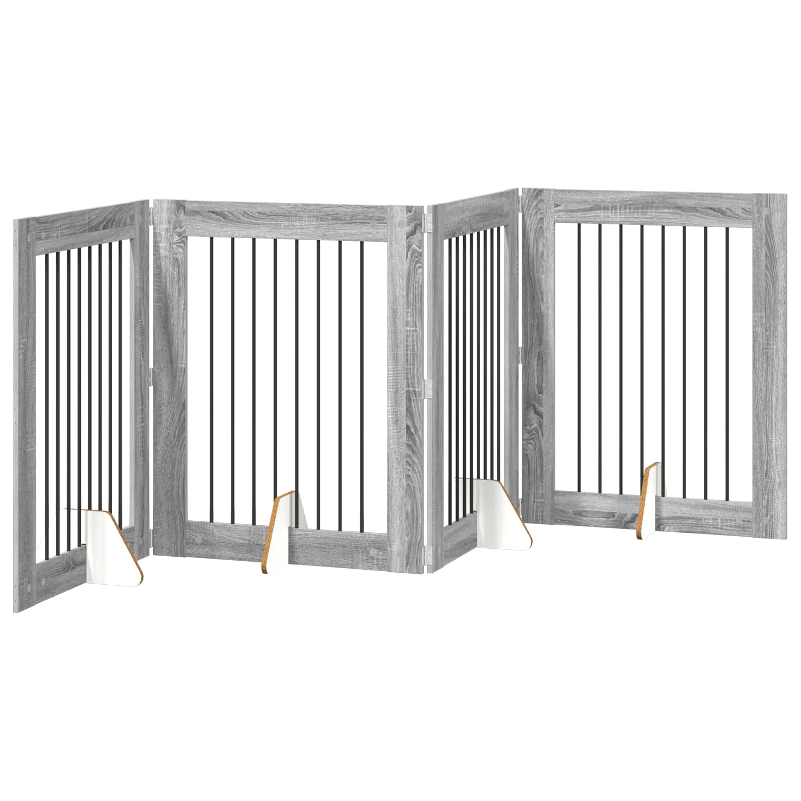 Skládací psí brána se stojany 4 pcs Šedá sonoma 321 cm