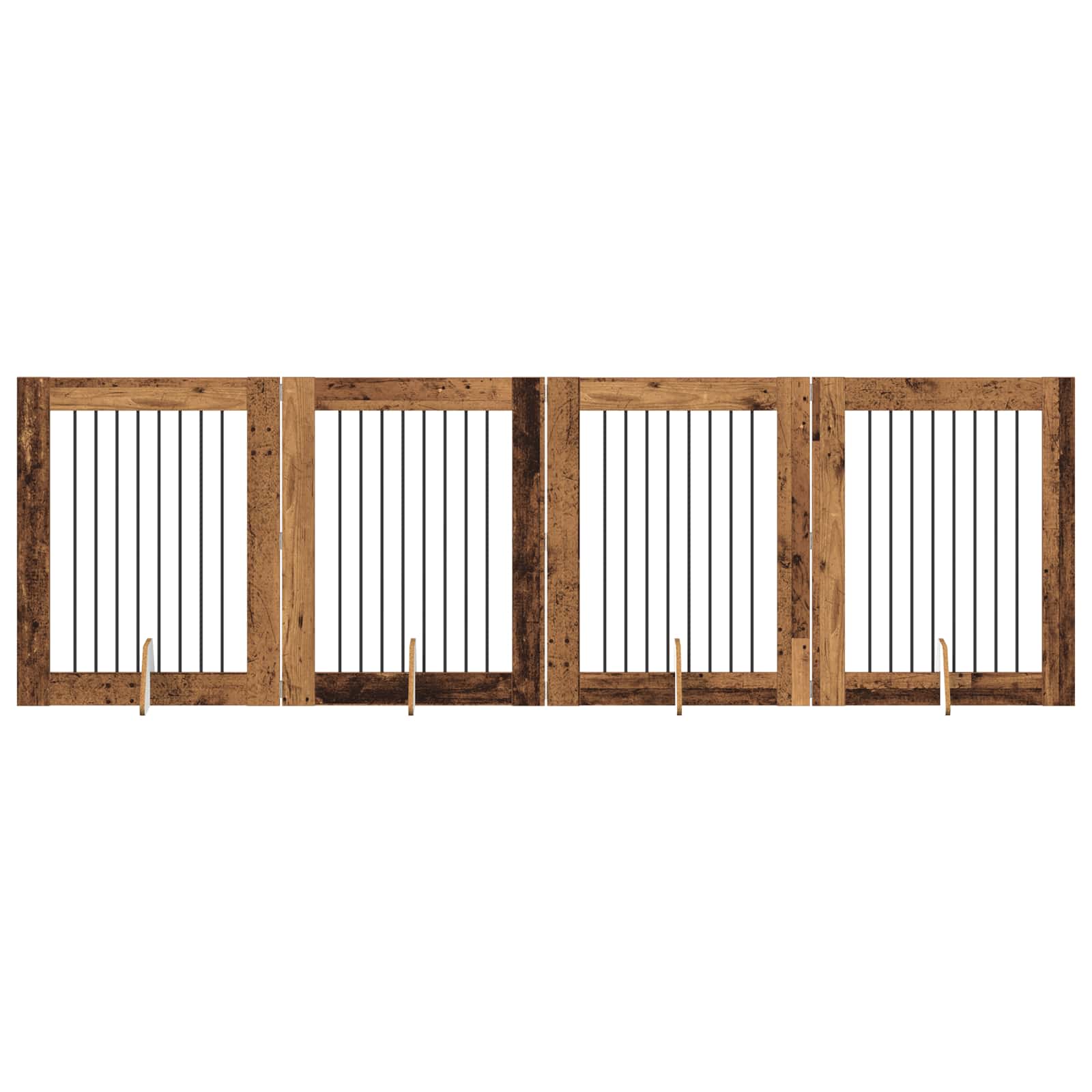 Skládací psí brána se stojany 4 pcs Staré dřevo 321 cm