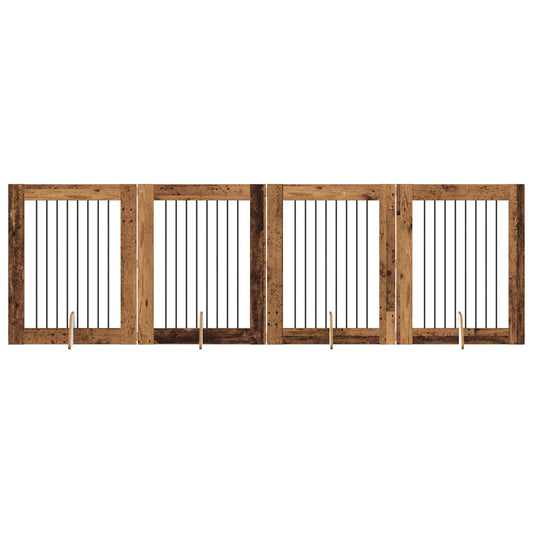 Skládací psí brána se stojany 4 pcs Staré dřevo 321 cm