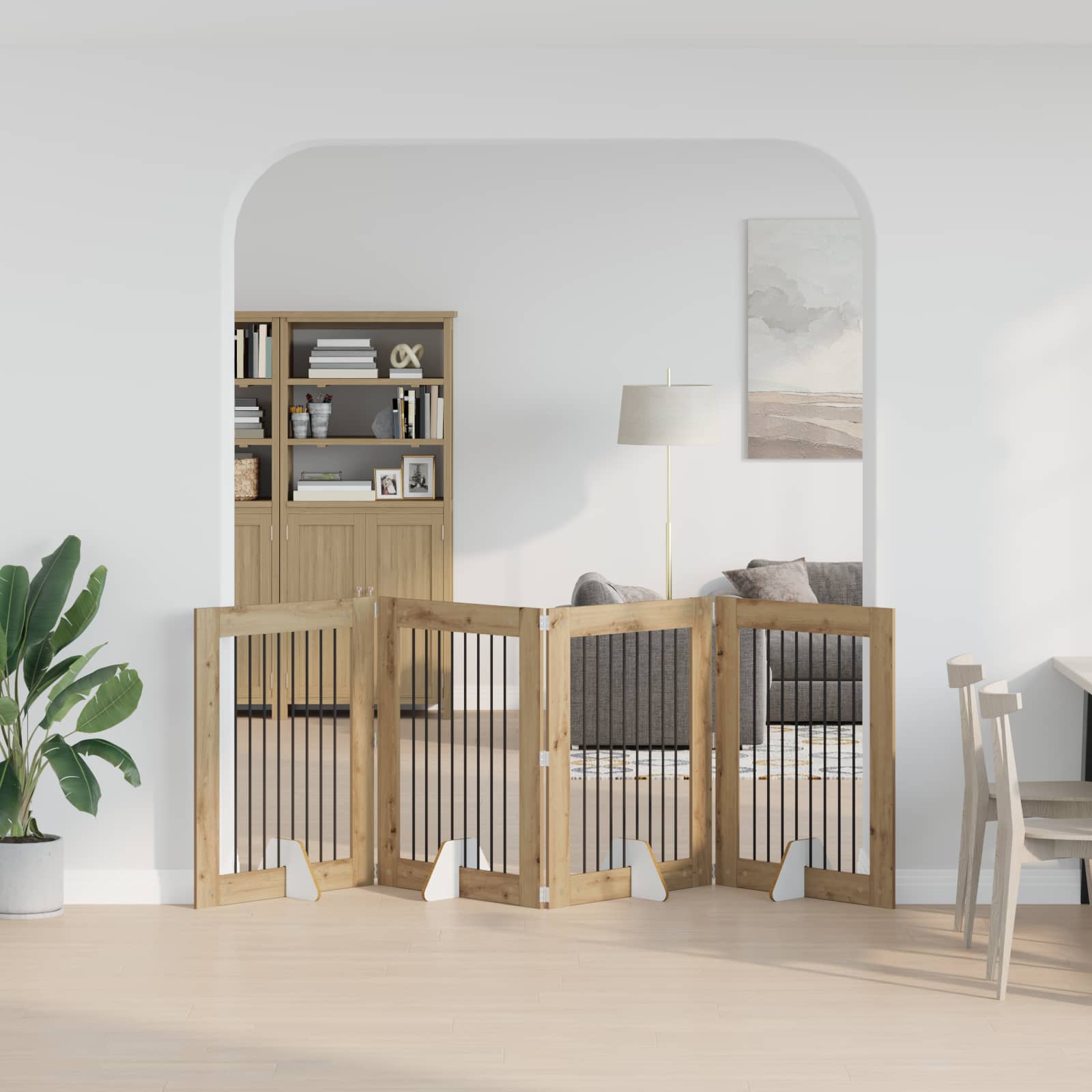 Skládací psí brána se stojany 4 pcs Dub artisan 321 cm