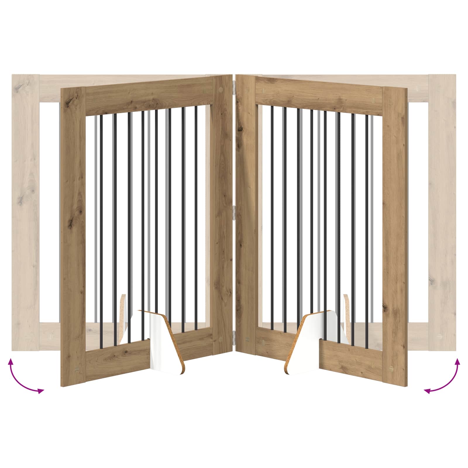 Skládací psí brána se stojany 4 pcs Dub artisan 321 cm