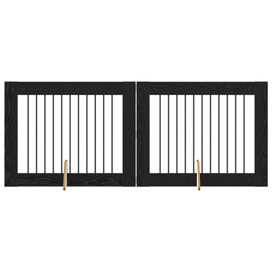 Skládací psí brána se stojany 2 pcs Černý dub 200,5 cm