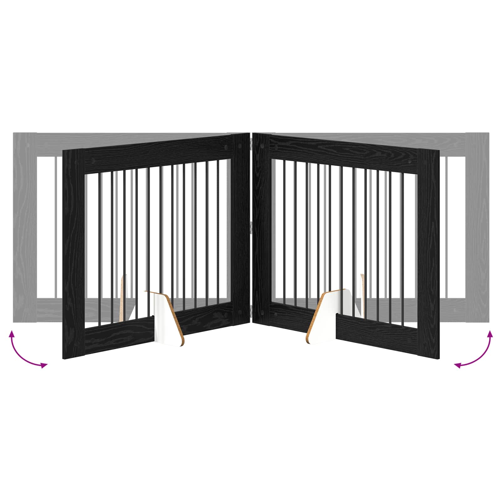 Skládací psí brána se stojany 2 pcs Černý dub 200,5 cm