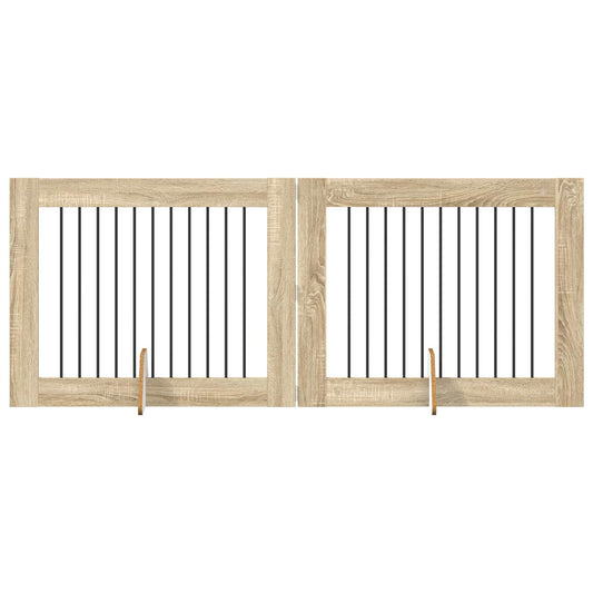 Skládací psí brána se stojany 2 pcs Dub sonoma 200,5 cm