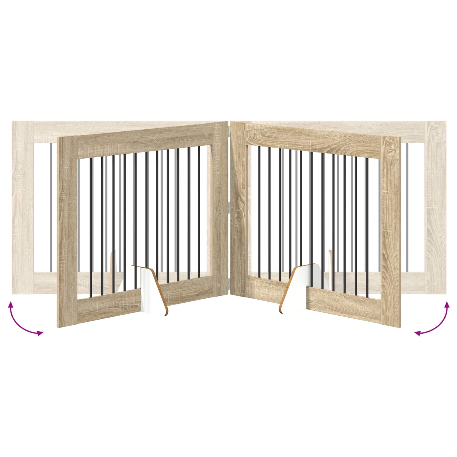 Skládací psí brána se stojany 2 pcs Dub sonoma 200,5 cm
