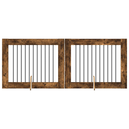 Skládací psí brána se stojany 2 pcs Kouřový dub 200,5 cm