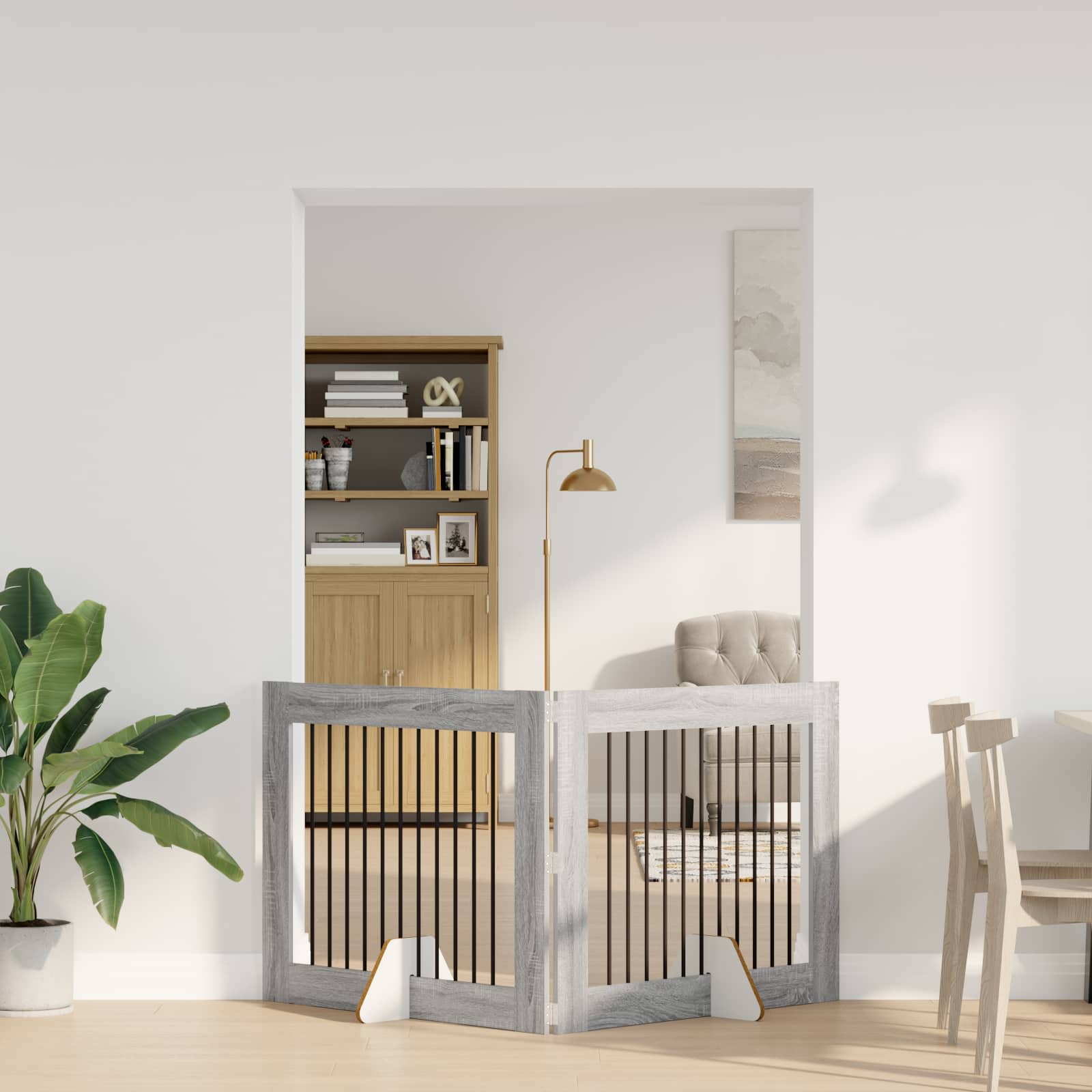 Skládací psí brána se stojany 2 pcs Šedá sonoma 200,5 cm