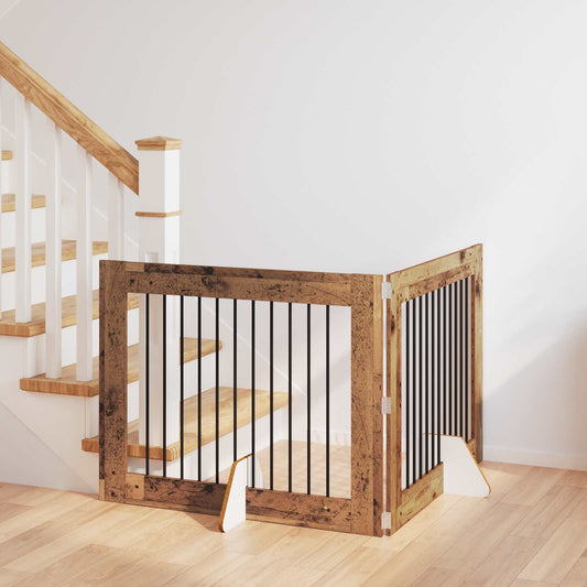Skládací psí brána se stojany 2 pcs Staré dřevo 200,5 cm