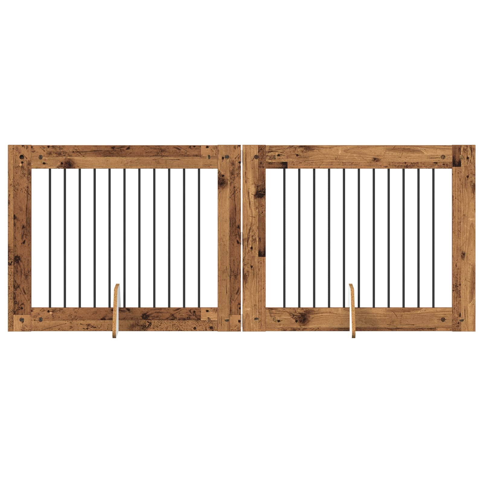 Skládací psí brána se stojany 2 pcs Staré dřevo 200,5 cm