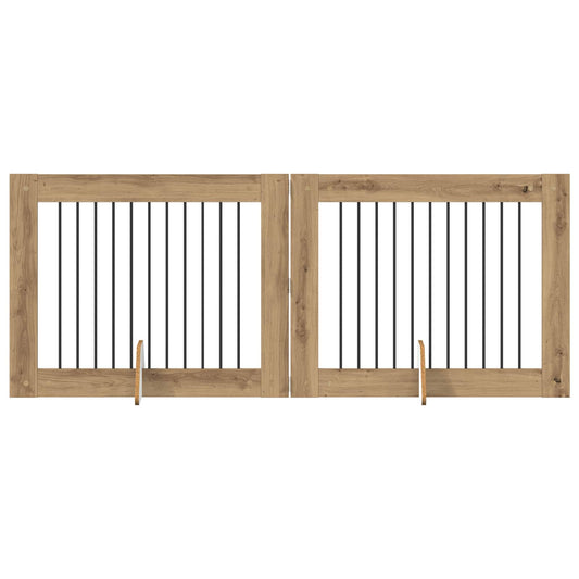Skládací psí brána se stojany 2 pcs Dub artisan 200,5 cm