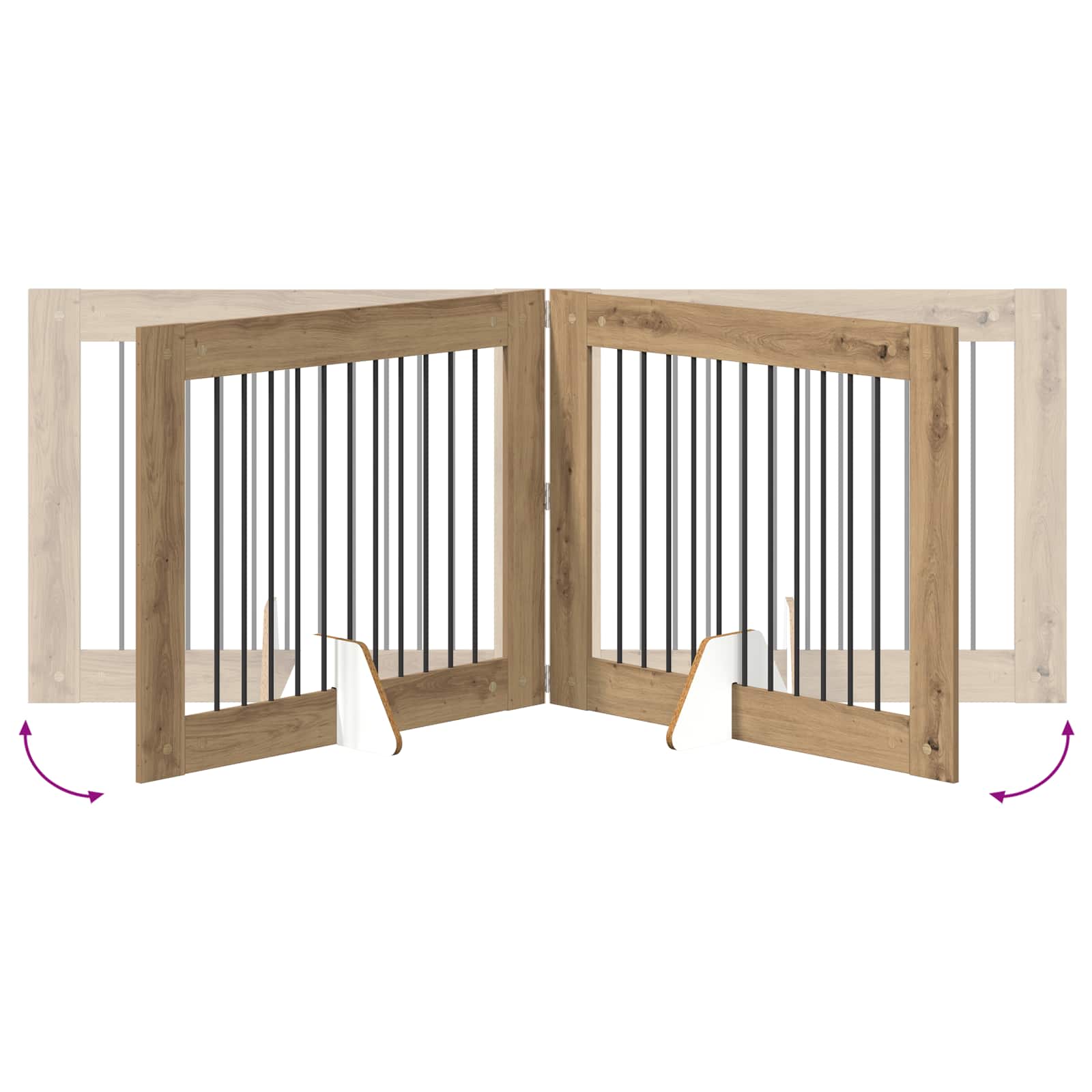Skládací psí brána se stojany 2 pcs Dub artisan 200,5 cm
