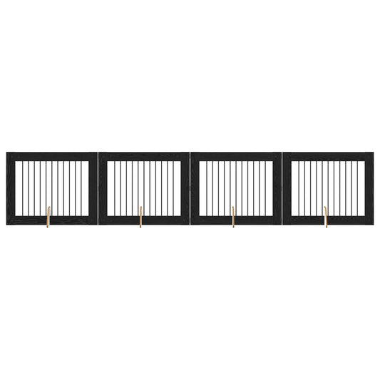 Skládací psí brána se stojany 4 pcs Černý dub 401 cm
