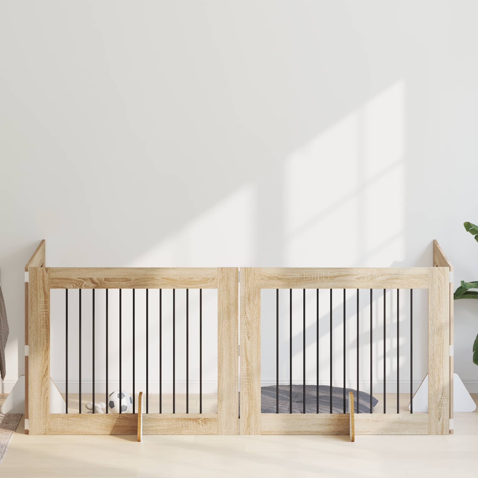 Skládací psí brána se stojany 4 pcs Dub sonoma 401 cm