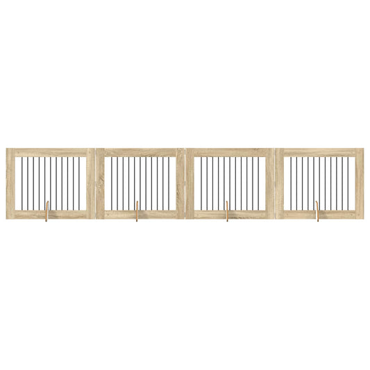 Skládací psí brána se stojany 4 pcs Dub sonoma 401 cm