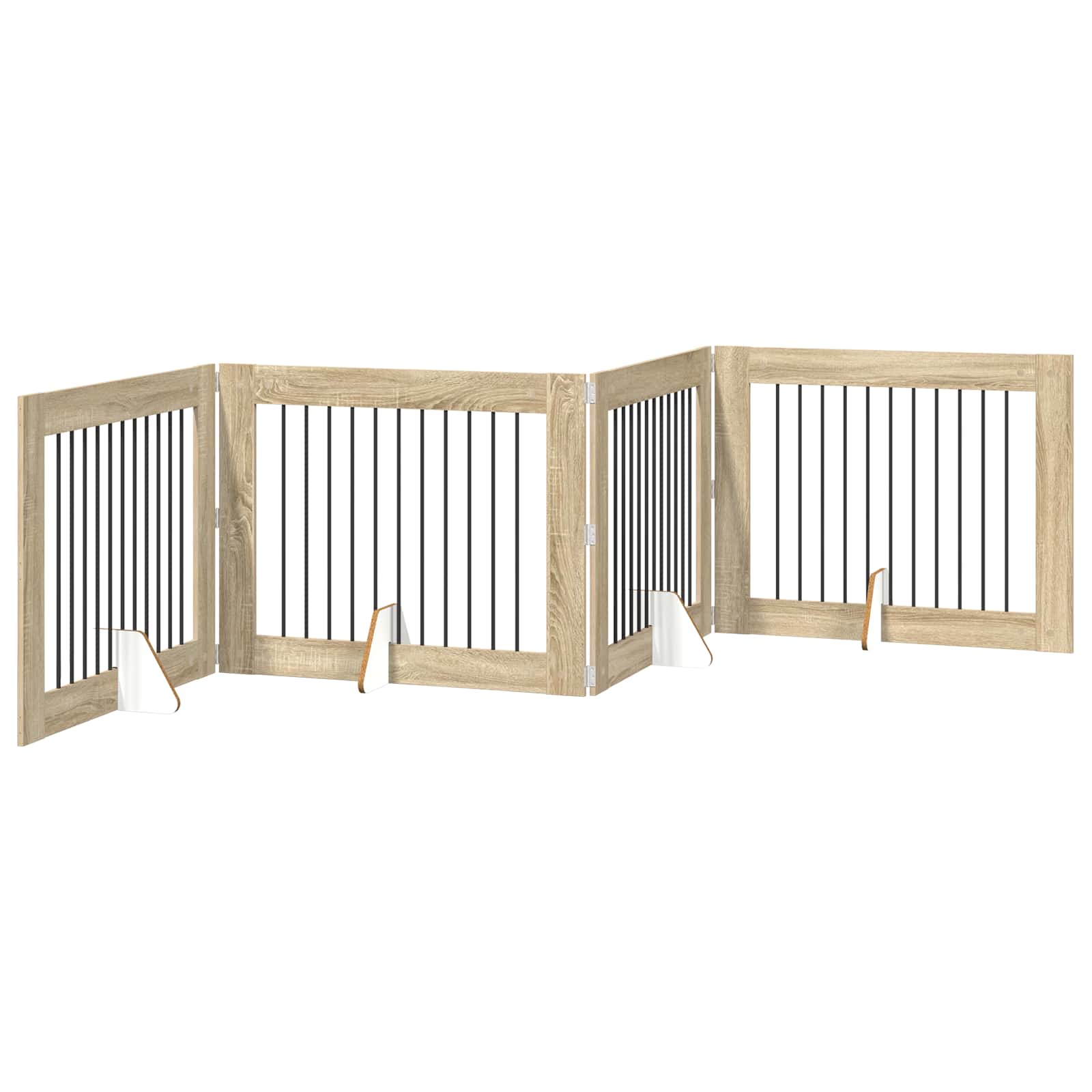 Skládací psí brána se stojany 4 pcs Dub sonoma 401 cm